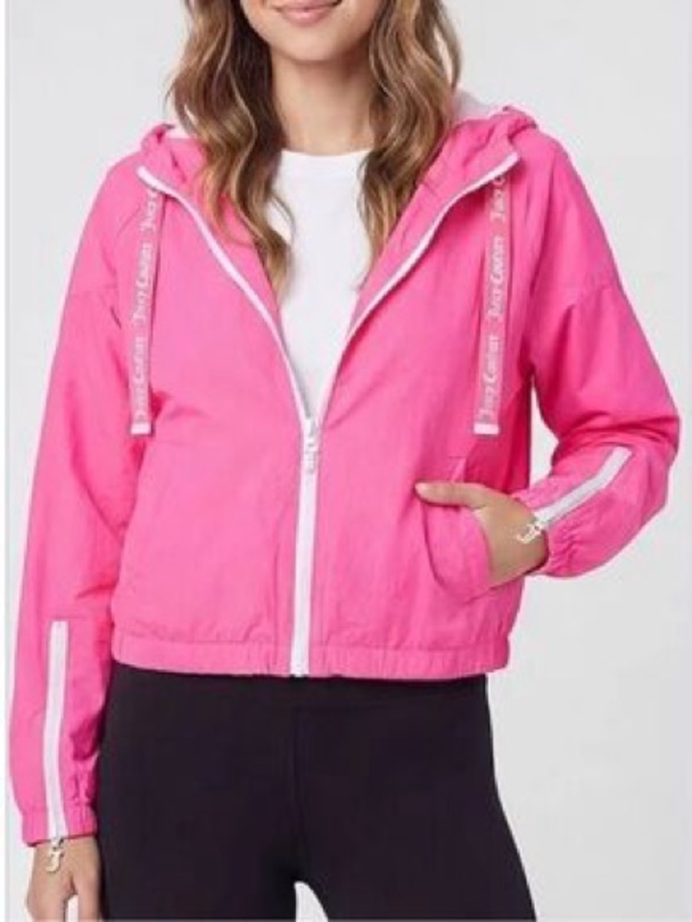Juicy Couture Women's Pink Hooded Lightweight Jacket